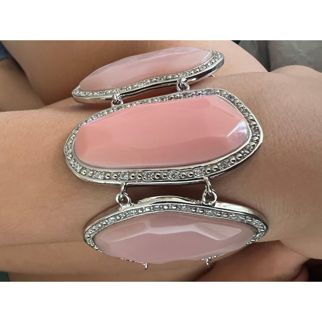 2000 - 2009 Miriam Salat Candy Lilac Resin with White Topaz and Sterling Silver, Link Cuff For Sale - Image 5 of 9