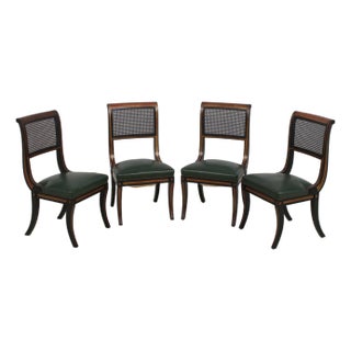 Set of 4 Vintage Regency Cane Back Dining Chairs For Sale