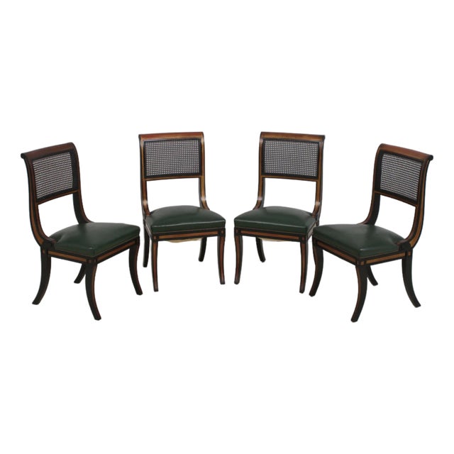 Set of 4 Vintage Regency Cane Back Dining Chairs For Sale