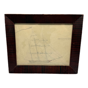 "Ship Griffin, Boston — Lying at San Francisco" Pencil Drawing Circa 1850