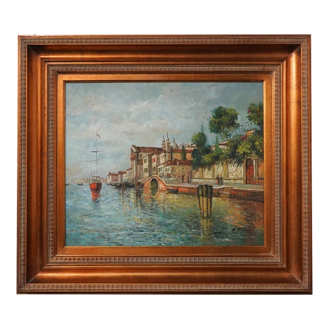 Z. Sita Artist Signed European Coastal Oil Painting on Canvas For Sale