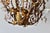 Italian Tole Gilded Three-Bulb Ceiling Light Fixture Chandelier Lamp Porcelain Roses Detail Vintage Mid Century For Sale - Image 9 of 18