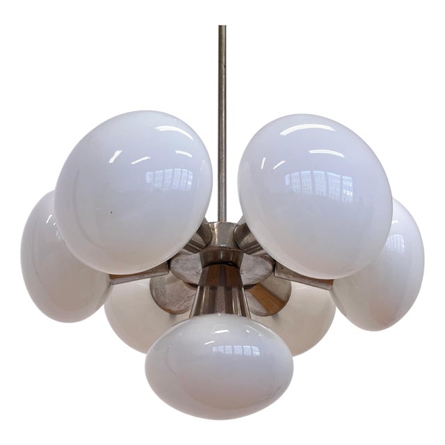 Space Age Chrome Sputnik 7-Flamming Pendant, Czechoslovakia, 1970s For Sale