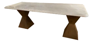 Marble Topped Dining Table With Brancusi Style Steel Base