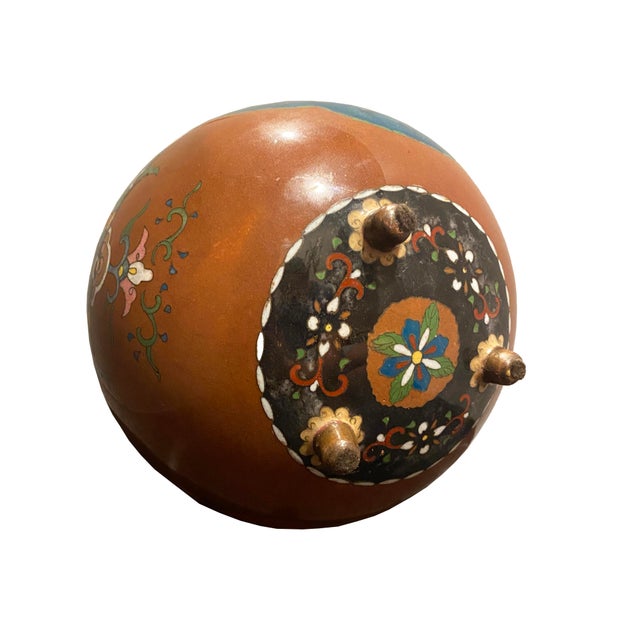 Wood Antique Cloisonné Enamel Footed Ginger Jar Table Lamp For Sale - Image 7 of 12