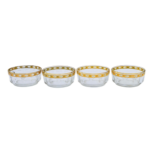 Mid 20th Century French Gold & Green-Patterned Glass Bowls- Set of 4