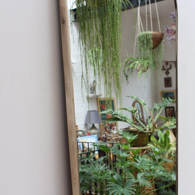 1950s Large Vintage Italian Wall Mirror with Brass Frame in the style of Gio Ponti, 1950s For Sale - Image 5 of 15