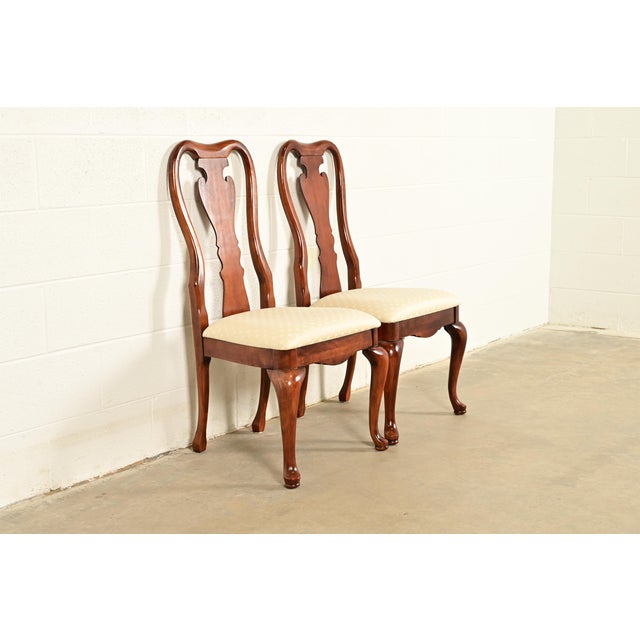 Thomasville Queen Anne Carved Solid Mahogany Side Chairs or Dining Chairs | Pair For Sale - Image 15 of 15