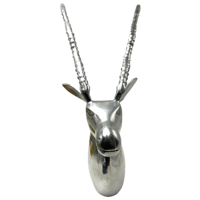 1980s 1980s Aluminum Antelope Head Sculpture For Sale - Image 5 of 5