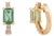 Contemporary 14k Yellow Gold 1.02 Ct Emerald & Diamond Huggie Hoop Earrings- 2 Pieces For Sale