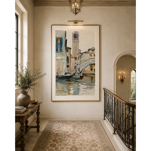 Paper Rialto Bridge, Venice by John Singer Sargent, Vintage Art Print, 16" X 24" For Sale - Image 7 of 11