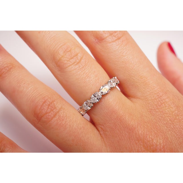 Diamond Wedding Eternity Band set in Platinum. Featuring 14 beautifully matched East-West style setting, oval cut diamonds...