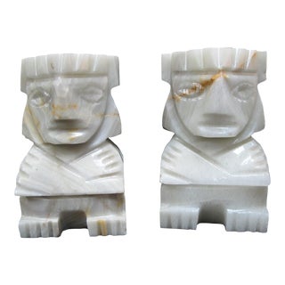 Carved Soapstone Tiki Gods Bookends For Sale