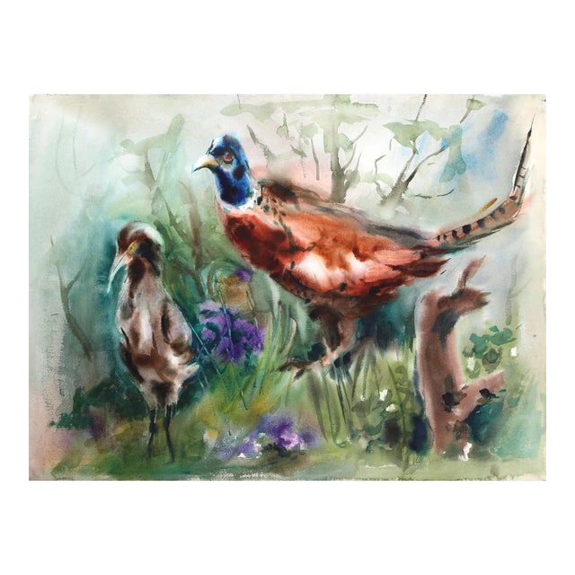 1950s "Pheasant P6.21" Watercolor Painting by Eve Nethercott For Sale