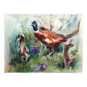 1950s "Pheasant P6.21" Watercolor Painting by Eve Nethercott