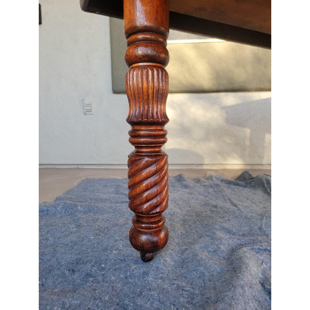 Beautiful Antique 20th Century Solid Oak Table - Hand Turned Barley 5 Leg For Sale - Image 11 of 15