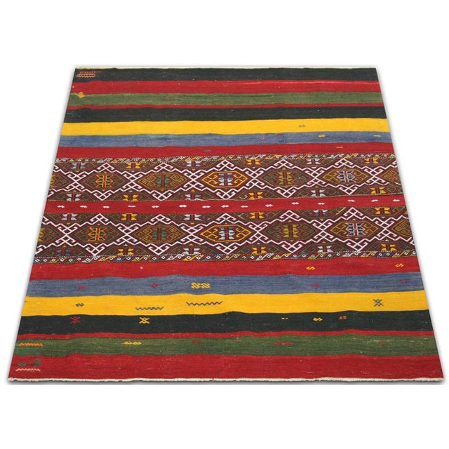 1960s 1960s Turkish Kilim For Sale - Image 5 of 6