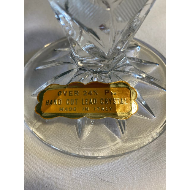 Vintage Italian Hand Cut Crystal Candlesticks, a Pair For Sale - Image 4 of 8