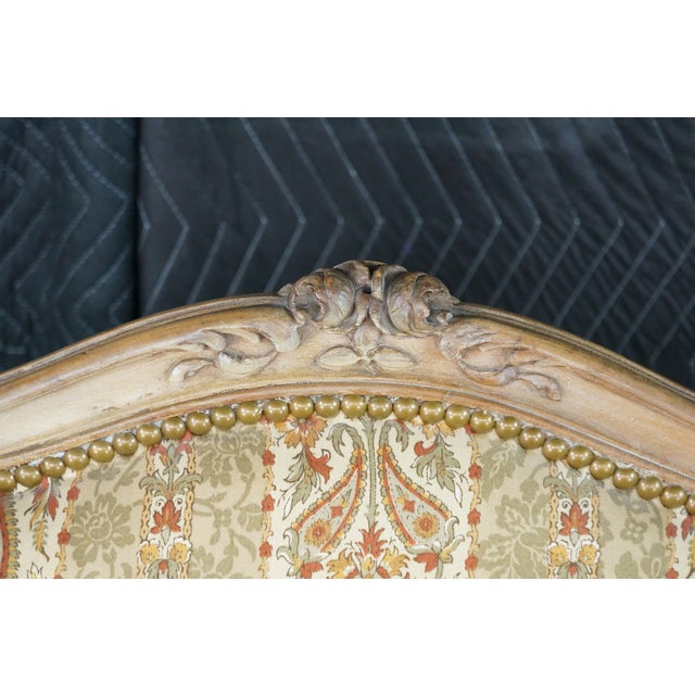 Vintage French Louis XVI Style Walnut Bergère Wingback Library Reading Chair For Sale - Image 9 of 18