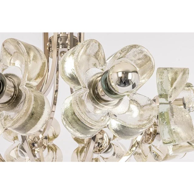 1970s Large Chrome and Crystal Glass Pendant Lamp by Sische, Germany, 1970s For Sale - Image 5 of 12