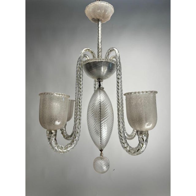 Large Five-Arm Murano Glass Chandelier by Ercole Barovier, Italy, 1950s For Sale - Image 6 of 17