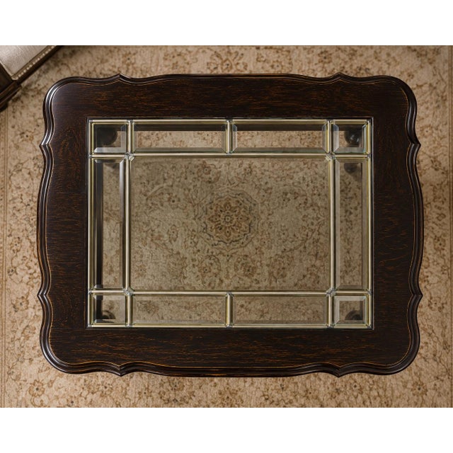 Late 20th Century Classic Elegance French Provincial Petite Cocktail Table With Leaded Beveled Glass Top For Sale - Image 4 of 4
