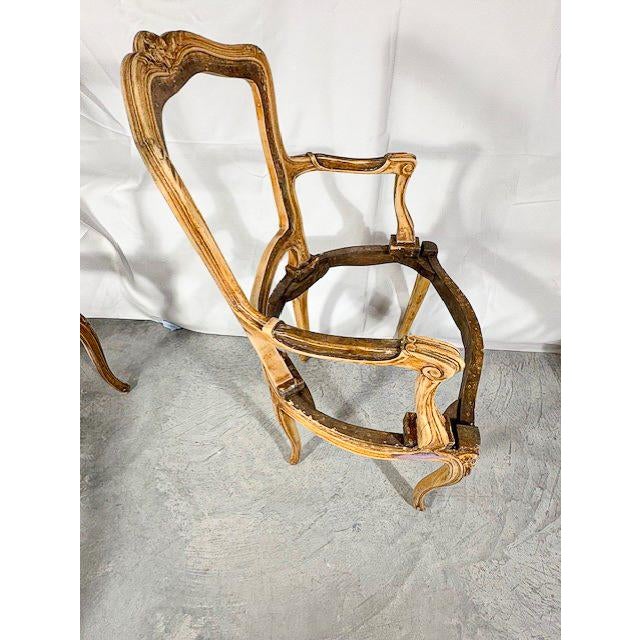 French Country Mid 19th Century Set of 4 Louis XV Style Dining Chair Frames For Sale - Image 3 of 12