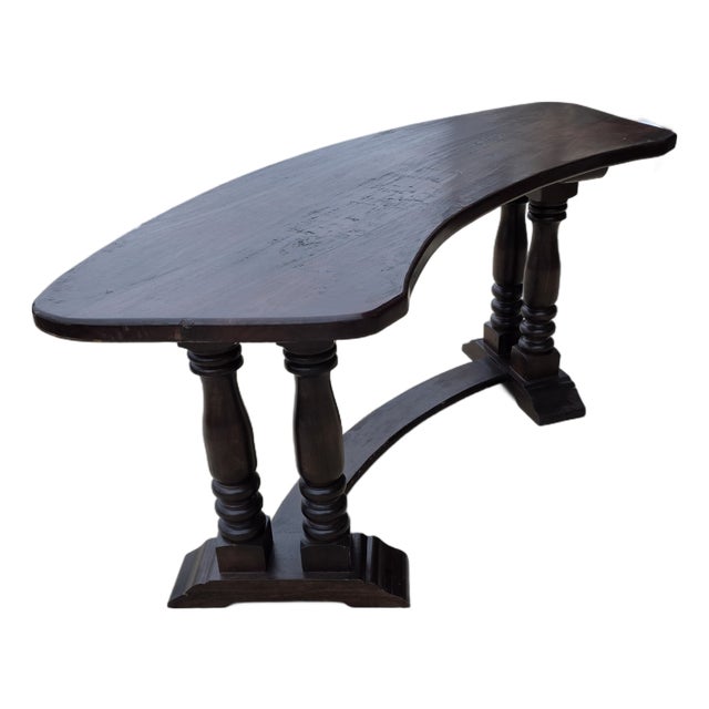 Curved Rustic Wood Accent Table For Sale