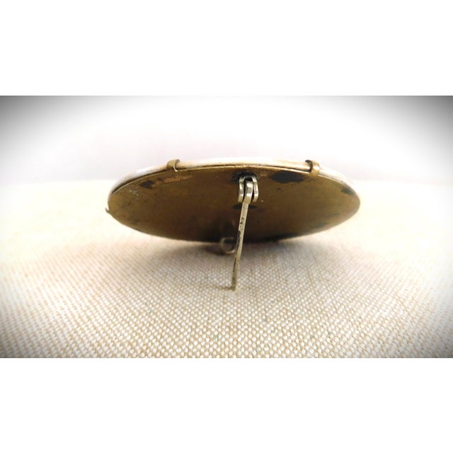 Antique Hand-Painted **Limoges Porcelain Brooch Pin, Art Nouveau, C.1900-1910, depicting a red, turquoise, green and white...