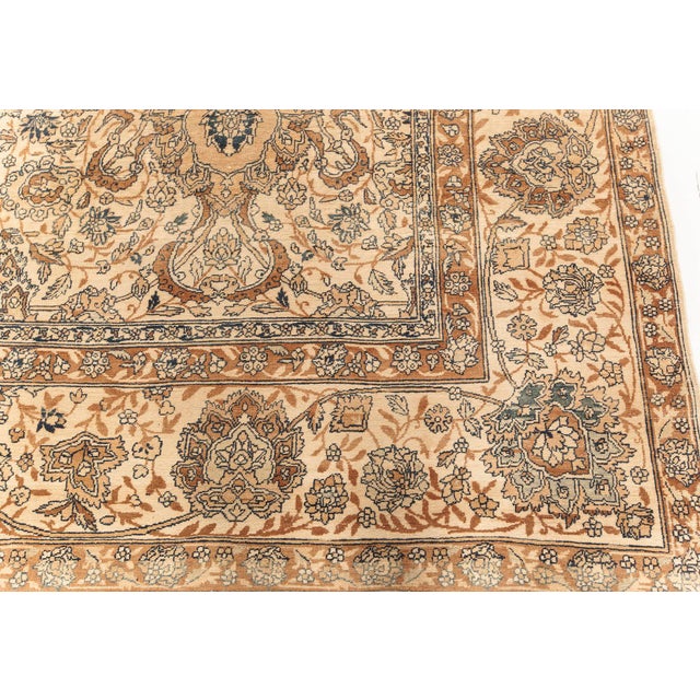 Fine Antique Persian Kirman Beige, Blue, Brown Handmade Wool Rug For Sale In New York - Image 6 of 8