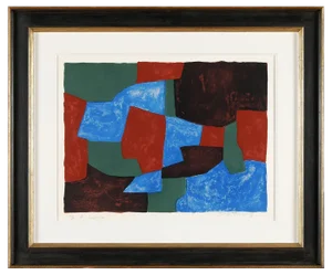Serge Poliakoff, Komposition Blau, Grün und Rot, 1961, Framed