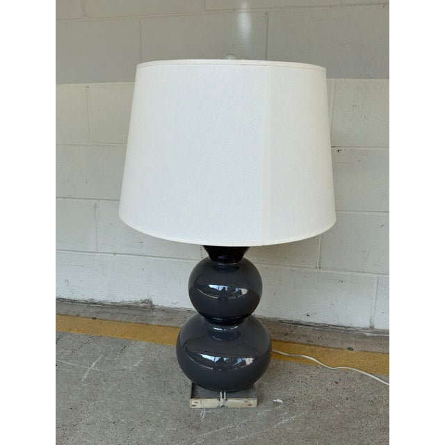 Blue Triple Gourd Lamp on Acrylic Base. For Sale - Image 8 of 8