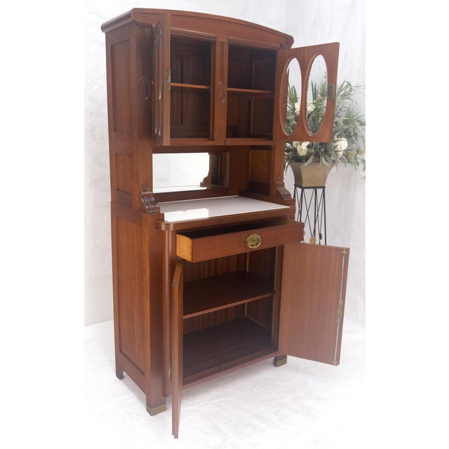 French Art Nouveau Deco Walnut & Burl Wood 78" Tall Cupboard China Cabinet MINT For Sale - Image 13 of 13