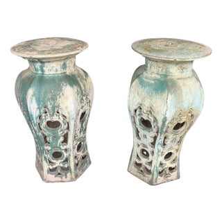 Pair of 1920s Qing Dynasty Terracotta Pedestals For Sale