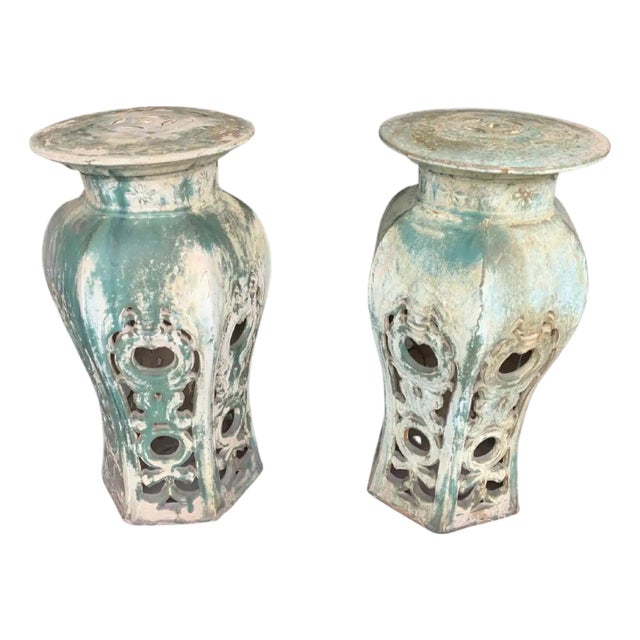 Pair of 1920s Qing Dynasty Terracotta Pedestals For Sale