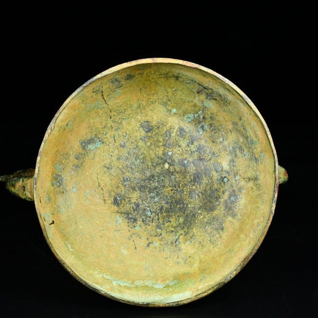 Chinese Archaistic Bronze Bell With Dragon Frame & Patina For Sale - Image 9 of 9
