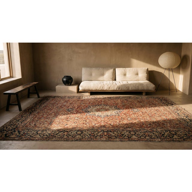 Fantastic Brown and Blue Color With Medallion Design Antique Tabriz Rug For Sale - Image 10 of 11