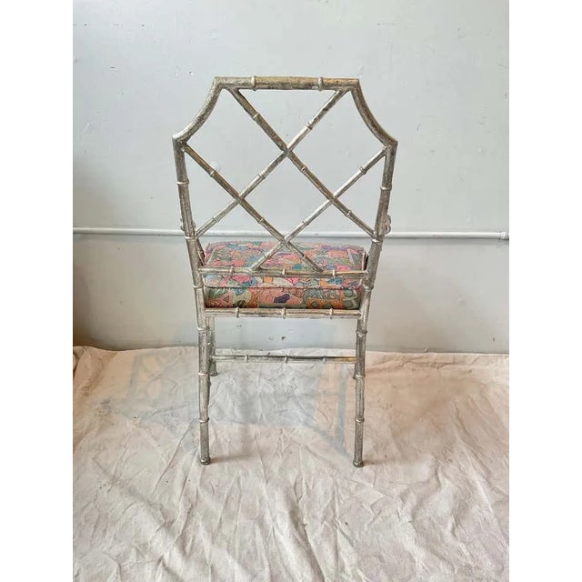 1980s Italian Silver Leaf Faux Bamboo Chairs - a Pair For Sale - Image 10 of 12