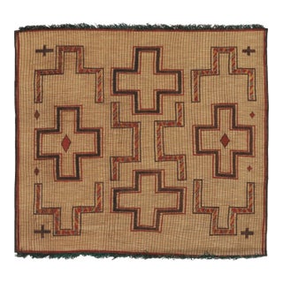 Vintage Tuareg Square Rug in Brown and Red with Geometric Patterns - Rug & Kilim For Sale