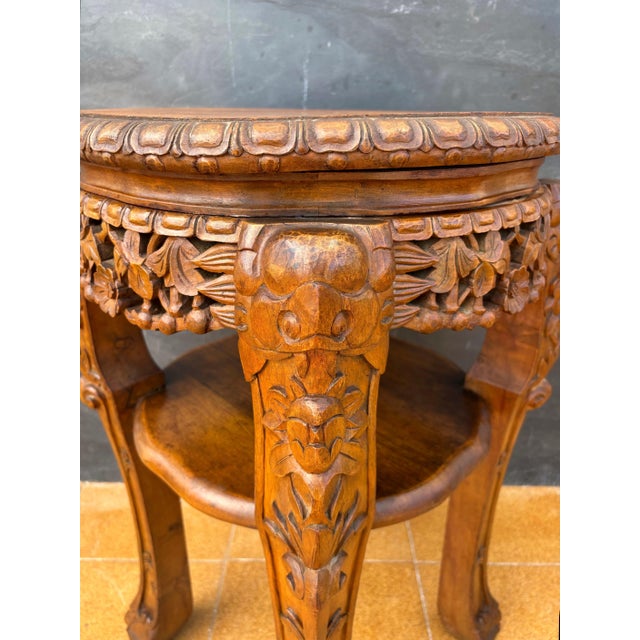 Chinese Carved Hardwood Side Table, Mid-20th Century For Sale - Image 11 of 11