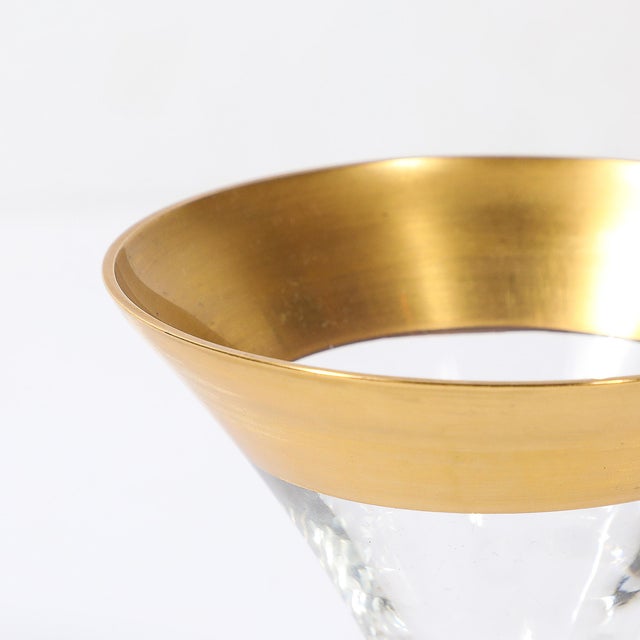 Set of 12 Mid-Century Modernist Gilt Rimmed Coupe Glasses by Dorothy Thorpe For Sale - Image 13 of 16