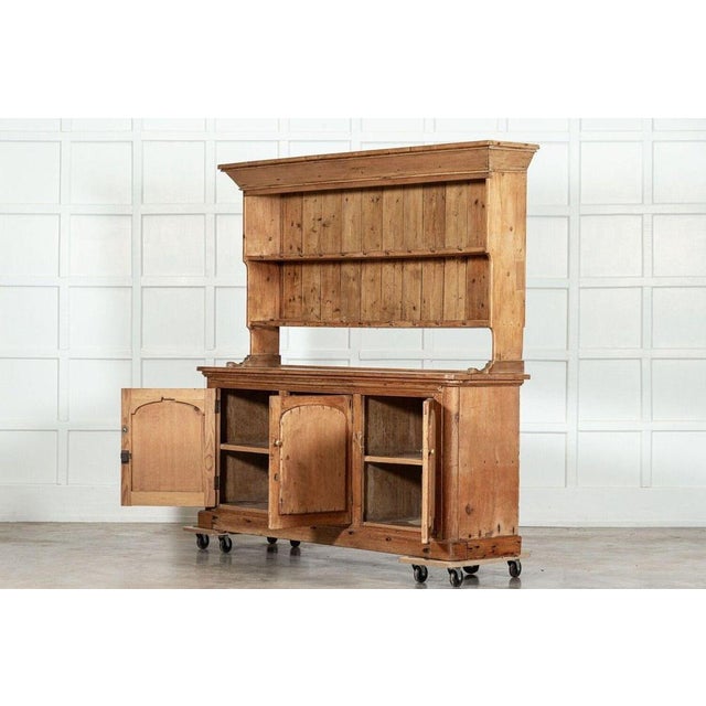 Wood Large 19th Century English Pine Vernacular Dresser, 1870s For Sale - Image 7 of 14