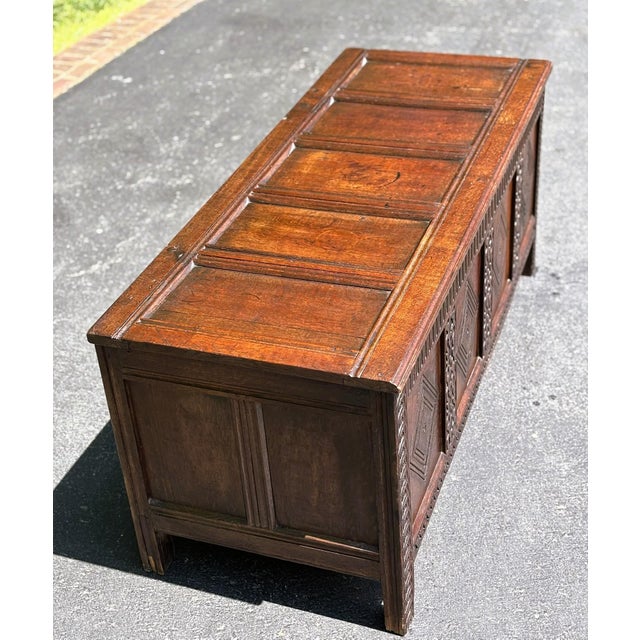 Brown 17th Century Charles II Oak Coffer For Sale - Image 8 of 11