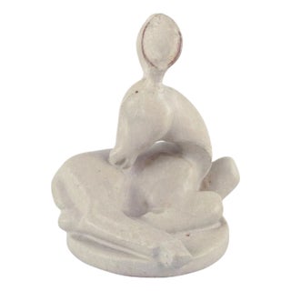 Glazed Ceramic Sculpture of a Fawn from Arne Bang For Sale