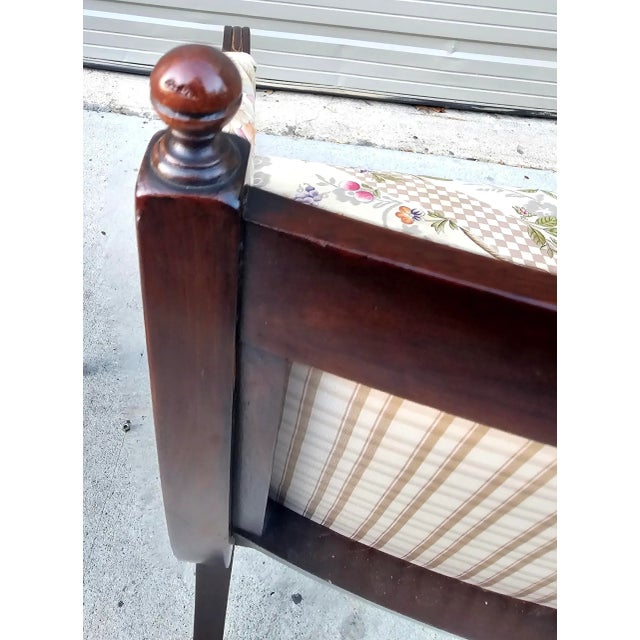 Mid 20th Century Pair of Vintage English Regency Style Saber Legged Armchairs For Sale - Image 5 of 8