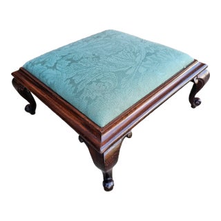 Victorian Mahogany Upholstered Footstool For Sale