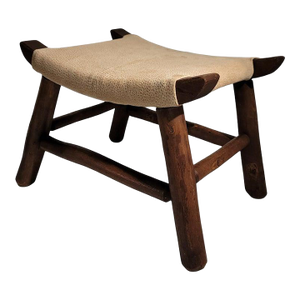 1940s Old Hickory Foot Stool With Suede