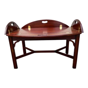 Late 20th Century Henkel-Harris Chippendale Style Black Cherry Butler's Tray Coffee Cocktail Table