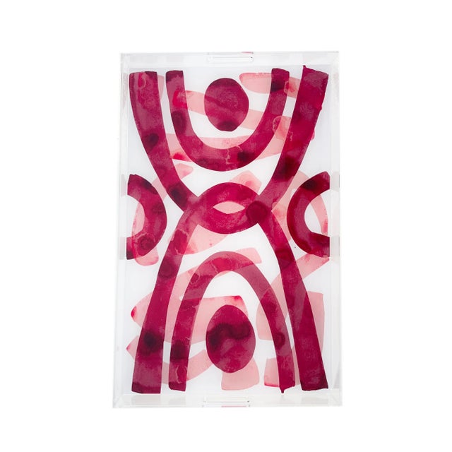 Kate Roebuck Pink on Pink White by Kate Roebuck Tray For Sale - Image 4 of 5