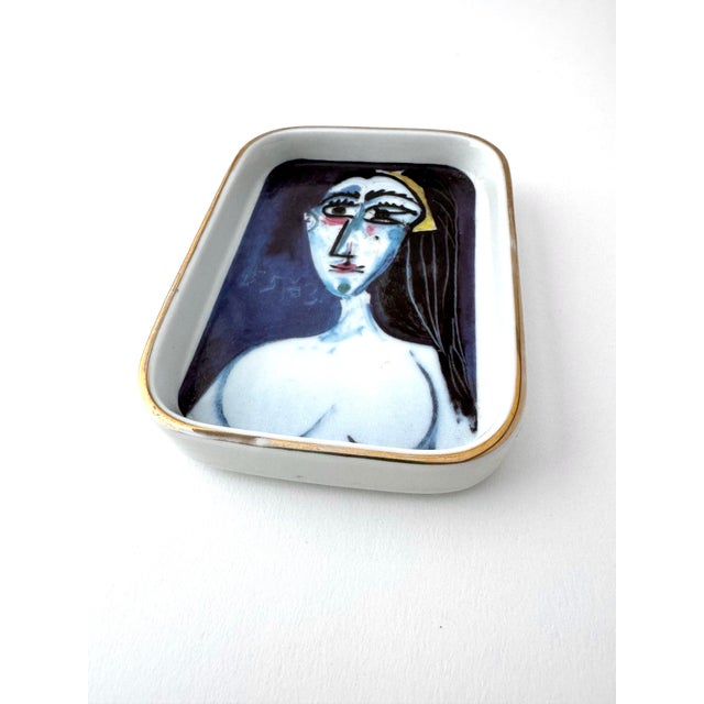 Here is a rare Picasso ceramic dish or catchall made in Japan by Marigold Enterprises. This small dish shows a Picasso...